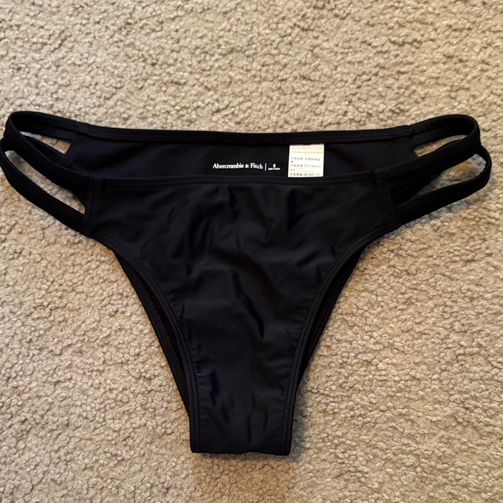 Abercrombie & Fitch Double Strap Black Bikini Bottom